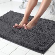 🛁 itsoft chenille bath mat for bathroom rug - non slip, water absorbent carpet, 34 x 21 inches, charcoal gray logo