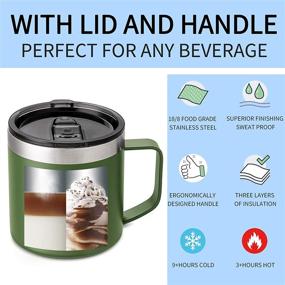 img 2 attached to Lafaso 14oz Vacuum Insulated Coffee Mug with Sliding Lid - Stainless Steel Travel Tumbler Cup (Tarmac 1 Pack)