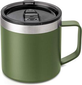 img 4 attached to Lafaso 14oz Vacuum Insulated Coffee Mug with Sliding Lid - Stainless Steel Travel Tumbler Cup (Tarmac 1 Pack)