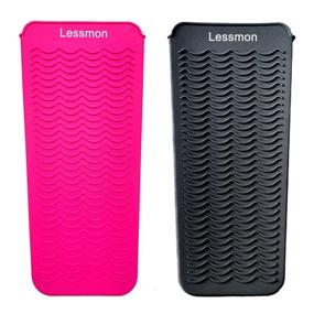 img 4 attached to 🔥 Enhanced Protection for Hot Hair Tools: Set of 2 Lessmon Heat Resistant Silicone Mat Pouches in Pink & Black