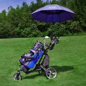 img 1 attached to 🏌️ KVV 3 Wheel Foldable Golf Push Cart with 360° Rotating Front Wheel, Collapsible Design, Foot Brake, and Bonus Umbrella Holder- Opens and Closes in Seconds