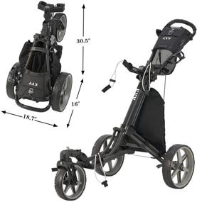 img 2 attached to 🏌️ KVV 3 Wheel Foldable Golf Push Cart with 360° Rotating Front Wheel, Collapsible Design, Foot Brake, and Bonus Umbrella Holder- Opens and Closes in Seconds