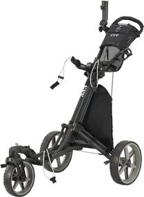 img 4 attached to 🏌️ KVV 3 Wheel Foldable Golf Push Cart with 360° Rotating Front Wheel, Collapsible Design, Foot Brake, and Bonus Umbrella Holder- Opens and Closes in Seconds