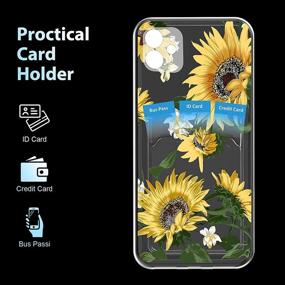 img 1 attached to IPhone 11 Pro Max Clear Case With Card Holder Sunflower Pattern Cell Phone Wallet Cover With Tempered Glass Screen Protector For Women Girls Flower Floral Phone Bumper For IPhone 11 Pro Max 6