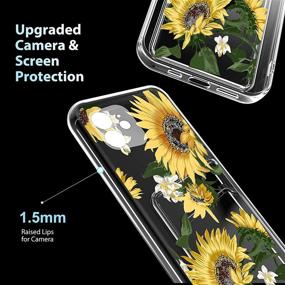 img 3 attached to IPhone 11 Pro Max Clear Case With Card Holder Sunflower Pattern Cell Phone Wallet Cover With Tempered Glass Screen Protector For Women Girls Flower Floral Phone Bumper For IPhone 11 Pro Max 6