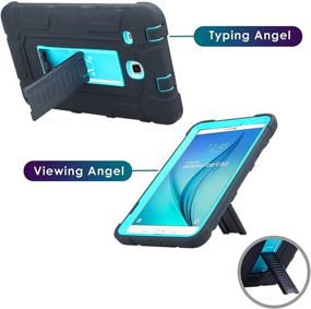 img 1 attached to 📱 DETUOSI Samsung Galaxy Tab E 8.0" Case - 3 Layers Hybrid Heavy Duty Full-Body Armor Kickstand Protective Cover (Black & Sky Blue) - Fits 2016 Model SM-T377/T375