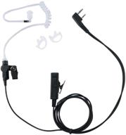 caroo 2 wire covert acoustic tube police earpiece headset ptt mic for kenwood baofeng hyt puxing wouxun 2 way radio walkie talkie logo