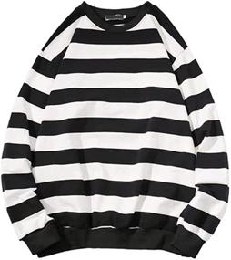 img 2 attached to 👕 Lightweight Striped Crewneck Pullover Sweatshirt for Men - Tops, Clothing