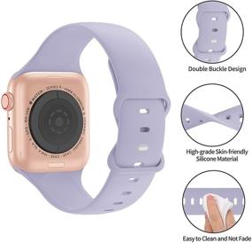 img 3 attached to 📱 YAXIN Compatible Soft Silicone Replacement Watch Band for Apple Watch Series 7 6 5 4 3 2 1 SE - Fits 38MM 40MM 41MM 42MM 44MM 45MM - Men and Women