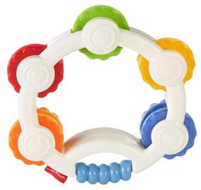 img 4 attached to 🎵 Fisher-Price Shake 'n Beats Tambourine Baby Rattle Toy: Fun-filled Musical Stimulation for Infants