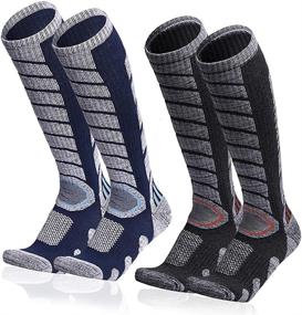 img 4 attached to 🧦 Thick Winter Long Ski Socks - 2 Pairs for Snowboarding, Skiing, and Outdoor Activities - Men's and Women's Warm Calf Socks