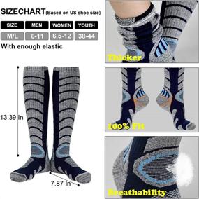 img 1 attached to 🧦 Thick Winter Long Ski Socks - 2 Pairs for Snowboarding, Skiing, and Outdoor Activities - Men's and Women's Warm Calf Socks