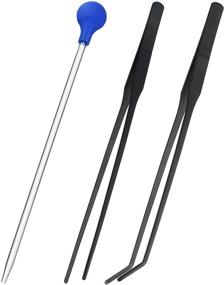 img 4 attached to 🔀 Premium Acrylic Coral Spot Feeder Long Tube: Perfect for Feeding Reef Anemones, Eels, Lionfish and more! Includes 2 Stainless Steel Straight and Curved Aquarium Tweezers for Reptile Feeding Tongs - Ideal for Aquatic Plant Care and Reptile Owners