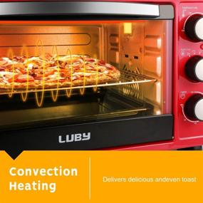 img 3 attached to 🍞 LUBY 6-Slice Convection Toaster Oven with Timer, Toast, Broil Settings - Includes Baking Pan, Rack, Crumb Tray - Vibrant Red