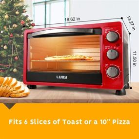 img 1 attached to 🍞 LUBY 6-Slice Convection Toaster Oven with Timer, Toast, Broil Settings - Includes Baking Pan, Rack, Crumb Tray - Vibrant Red