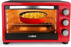 img 4 attached to 🍞 LUBY 6-Slice Convection Toaster Oven with Timer, Toast, Broil Settings - Includes Baking Pan, Rack, Crumb Tray - Vibrant Red