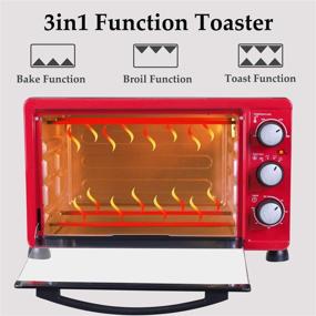 img 2 attached to 🍞 LUBY 6-Slice Convection Toaster Oven with Timer, Toast, Broil Settings - Includes Baking Pan, Rack, Crumb Tray - Vibrant Red