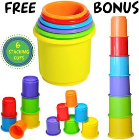 img 3 attached to Pound a Ball Toy with Bonus Stacking Cups: Fun STEM Developmental Learning for Toddlers, Montessori Fine Motor Skills, Best Gift for 1-3 Year Old Boys and Girls, Free Hammer and Ball Included!