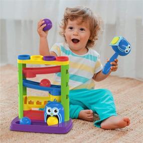 img 2 attached to Pound a Ball Toy with Bonus Stacking Cups: Fun STEM Developmental Learning for Toddlers, Montessori Fine Motor Skills, Best Gift for 1-3 Year Old Boys and Girls, Free Hammer and Ball Included!