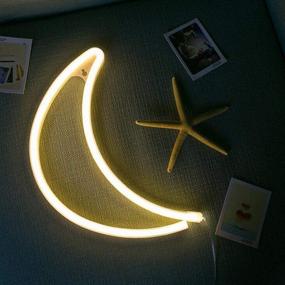 img 3 attached to 🌙 MyGoto Moon Neon Light Signs with Free Wall Hooks - Extra Long Novelty Neon Sign LED Decor for Room, Home, Kid Bedroom - Wall Decoration, Dorm Decor Night Light Party Supplies - Warm White Moon