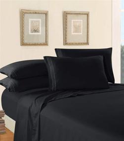 img 2 attached to 🛏️ Experience the Coziest Comfort with Elegant 1500 Thread Count Egyptian Bedding Set - Wrinkle Resistant, Hotel Quality Luxury for Cal King, Black