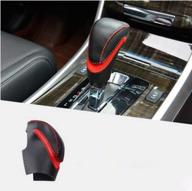 salusy black and red hand sewing leather gear shift level knob 🔴 cover for honda accord coupe 2013-2017: a perfect fit for honda car enthusiasts! logo