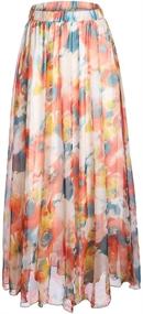 img 3 attached to 🌸 Floral Chiffon Maxi Long Skirt for Women by PRETCHIC - Blossom Collection