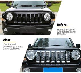 img 3 attached to SQQP Front Grille Grill Mesh Insert Decoration Trim Cover For 2011-2016 Jeep Patriot