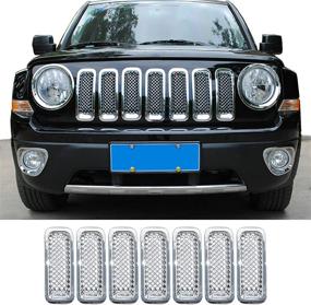 img 4 attached to SQQP Front Grille Grill Mesh Insert Decoration Trim Cover For 2011-2016 Jeep Patriot