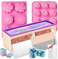 🧼 farielyn-x silicone soap molds kit - 42 oz soap mold kit with wooden box, 12-cavity & 6-cavity flower silicone mold, stainless steel wavy & straight scraper for cold process and melt and pour soaps making supplies - includes 100 bags logo