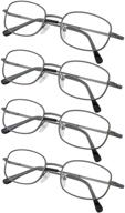 👓 versatile 4-pack metal frame reading glasses: stylish spring hinged arms for men and women readers logo