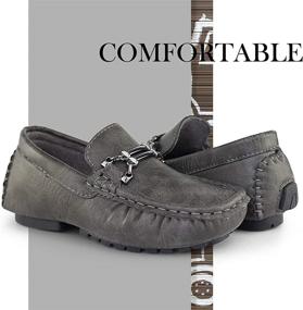 img 3 attached to Hawkwell Casual Loafer Moccasin Driver Boys' Shoes : Loafers