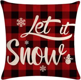 img 2 attached to 🌨️ ULOVE LOVE YOURSELF Winter Snow Throw Pillow Case Set - Buffalo Check Plaid Design with Snowman/Santa Christmas/Winter Holiday Decor - 4 Pack, 18 x 18 Inches