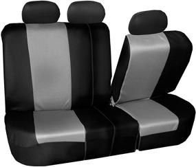 img 2 attached to 🚗 FH Group Light Breathable Durable Washable Supreme Twill Fabric High-Back Full Set Car Seat Covers - Gray/Black, Universal Fit for Car, Truck, SUV, or Van with Airbag & Split Compatibility