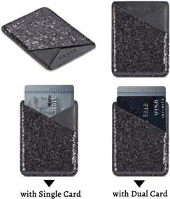 img 3 attached to Convenient Cell Phone Wallet: 3M Adhesive Card Holder for iPhone/Samsung/Android and More - Black/Silver Glitter!