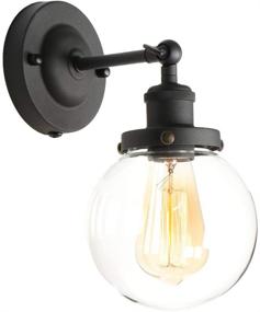 img 3 attached to XIDING Edison Wall Sconce: Premium Black Retro Industrial Style with Adjustable Arm Angle, Hand-Made Clear Glass Shade