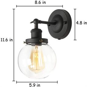 img 1 attached to XIDING Edison Wall Sconce: Premium Black Retro Industrial Style with Adjustable Arm Angle, Hand-Made Clear Glass Shade