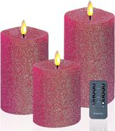 🕯️ pack of 3 christmas pink flameless candles with remote timer - battery operated home decor for halloween and holiday decoration логотип