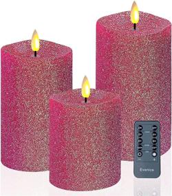 img 4 attached to 🕯️ Pack of 3 Christmas Pink Flameless Candles with Remote Timer - Battery Operated Home Decor for Halloween and Holiday Decoration