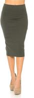 👗 women's high waist stretch midi ponte pencil skirt - auliné collection, solid color logo