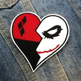 img 2 attached to 🤡 CHBROS Joker Heart Patch: Stylish Iron On/Sew On Appliques for Clothing, Jackets, Jeans, and Backpacks