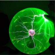 💚 green crystal design 6-inch plasma ball lamp with sound sensitive touch, pelddy touch-sensitive glass globe логотип