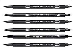 img 1 attached to Ручка Tombow Dual Brush, набор из 6 штук в черном цвете (66621)