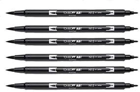 img 4 attached to Ручка Tombow Dual Brush, набор из 6 штук в черном цвете (66621)