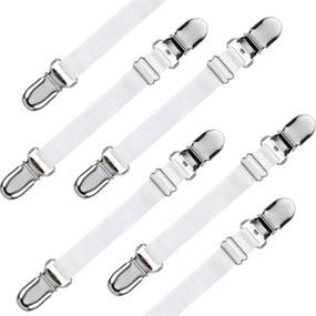 img 4 attached to 🔗 Elastic Ironing Cover Fasteners, Bed Corner Holder, Sheet Strap Sofa Clamp Tablecloth Clips, Boots Clips, Leg Straps, Jeans Boot Clips - Set of 6 (White)
