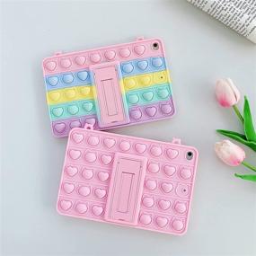 img 2 attached to 🌈 Stylish Rainbow iPad Mini 1 2 3 Case with Bubble Fidget Sensory Toy - Full Body Protection Cover with Fold Kickstand in Pink - Perfect for Kids