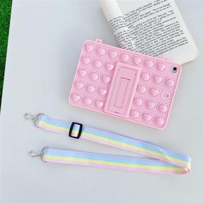 img 3 attached to 🌈 Stylish Rainbow iPad Mini 1 2 3 Case with Bubble Fidget Sensory Toy - Full Body Protection Cover with Fold Kickstand in Pink - Perfect for Kids