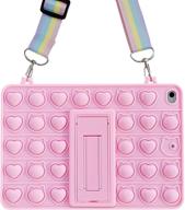 🌈 stylish rainbow ipad mini 1 2 3 case with bubble fidget sensory toy - full body protection cover with fold kickstand in pink - perfect for kids logo