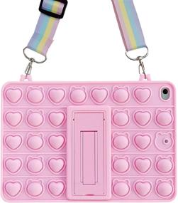 img 4 attached to 🌈 Stylish Rainbow iPad Mini 1 2 3 Case with Bubble Fidget Sensory Toy - Full Body Protection Cover with Fold Kickstand in Pink - Perfect for Kids