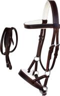 🐴 premium challenger leather bitless sidepull bridle reins for western horse riding - full chestnut white 7710wh-f logo